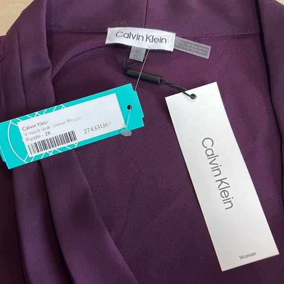 CALVIN KLEIN PURPLE BLOUSE SIZE 2X 2G 2TG - Picture 7 of 10